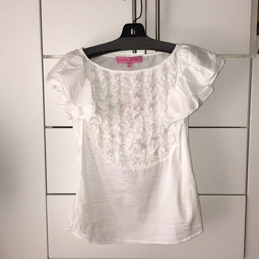 Sinclair 10 White Ruffle Blouse